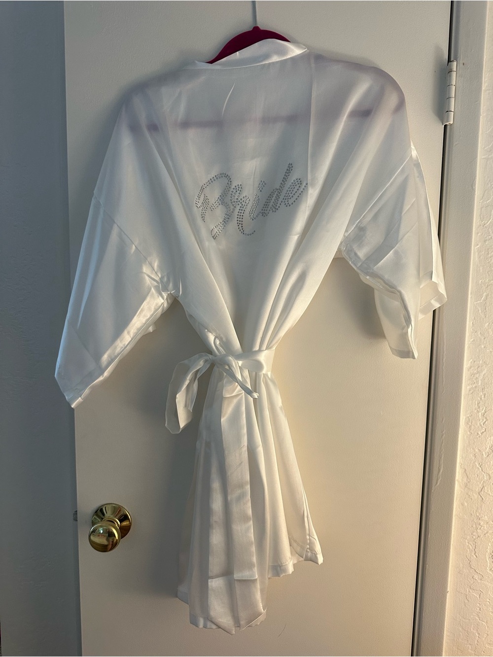 White Bride Rhinestone Robe and getting ready bridal slippers